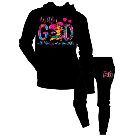 Christian Joggers With God All Things Are Possible Love Vibes Two Piece Jogger SetChristian Sweatpants Faith God Jesus Bible Pants Godpreneurapparel