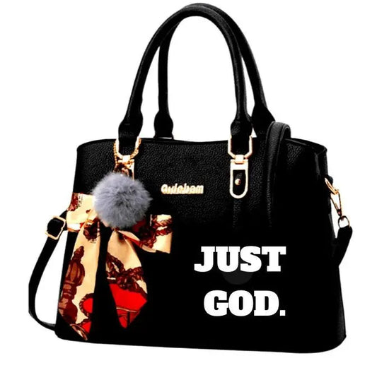 Christian Purse Bag Just God Classy Purse Christian Tote Faith Handbag Faith Gift Bible Verse Tote God Christian merch Godpreneurapparel