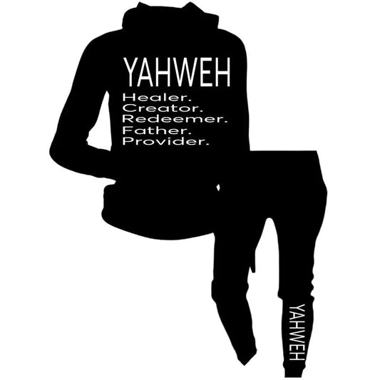 Christian Joggers Yahweh Healer. Creator. Redeemer. Two Piece Unisex Premium Jogger SetChristian Sweatpants Faith God Jesus Bible Pants Godpreneurapparel